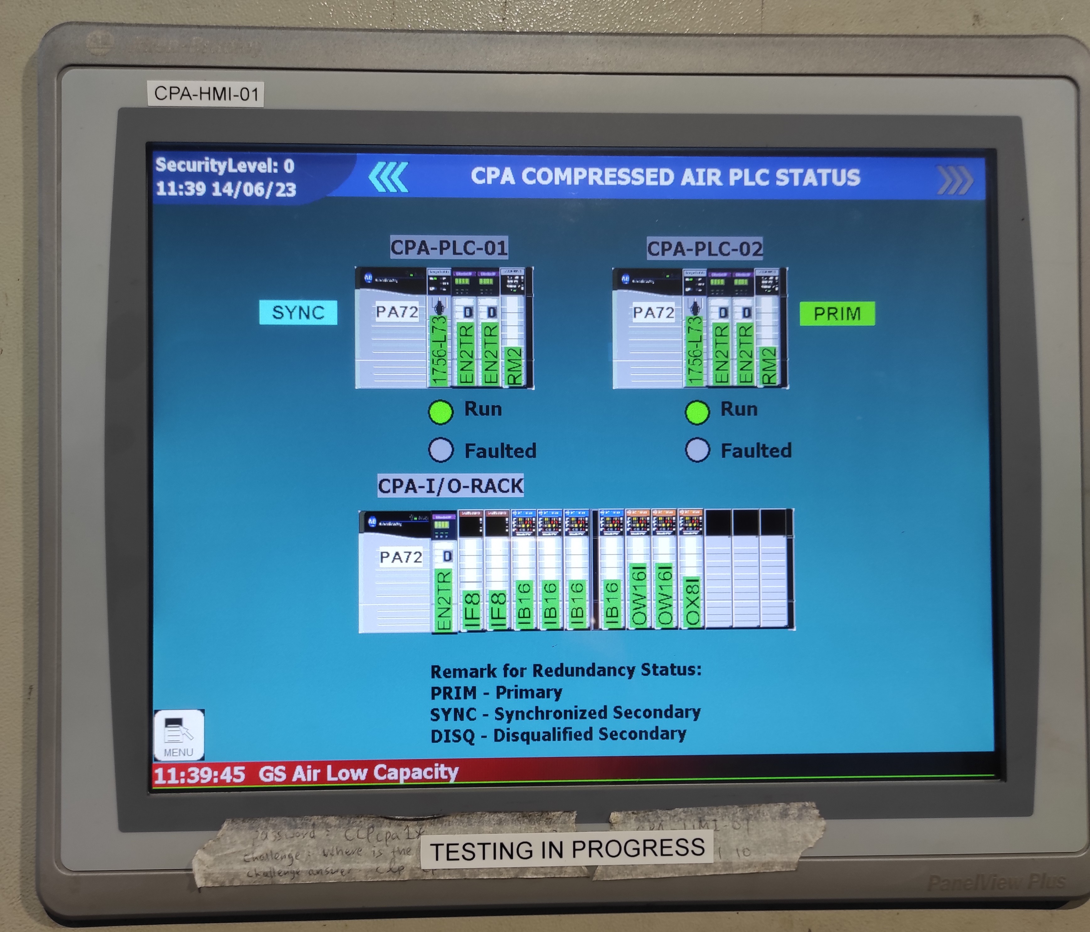 CPA Compressor House Compressed Air PanelView HMI Touch Panel (Front View) After Works